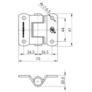 SPP - bisagra atornillable, ZW-02.40, 61 x 73 mm