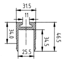 Luftfartsselskabs surringsskinne aluminium B 31,5 mm H 46,5 mm