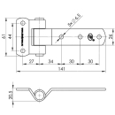 Universal hinge VA straight 141mm overall length