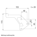 Pendulum bolt right, 155 mm, to screw on