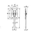 Türfeststeller, Hakenteil mit T-Stück, 122 mm