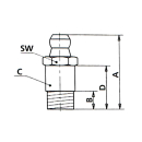 Ingrassatore conico 180 ° H1 lungo M8 x 1.0 SW 9...