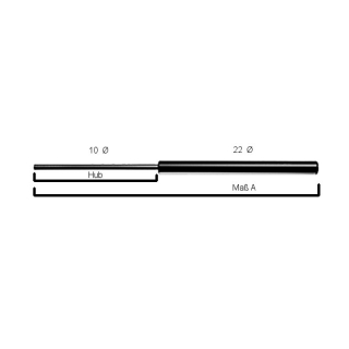 342 mm G. længde slaglængde 125 mm stang 10 mm rør 22 mm Ø